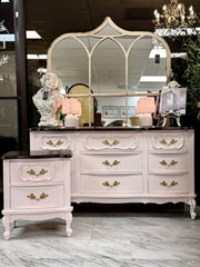 Pink vintage French Provincial dresser