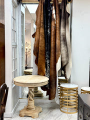 Round gold marble-top side table pair (2)