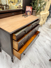 Antique dresser w/mirror on casters