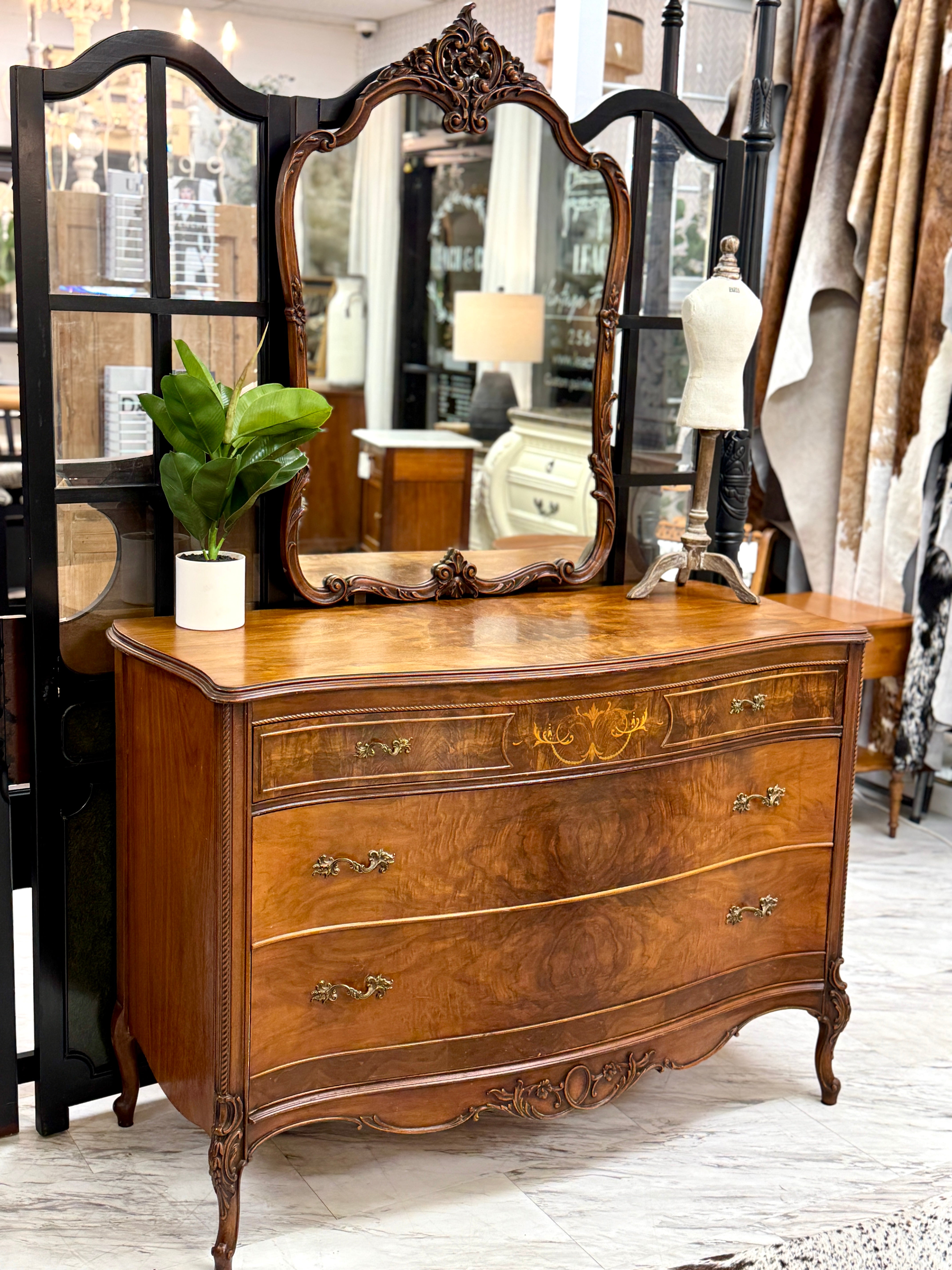 french provincial vintage dresser Style with Accents Pulls, c.1960's Vintage Supply Vintage French Provincial Dresser with