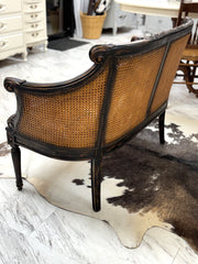 Vintage double-cane settee/bench