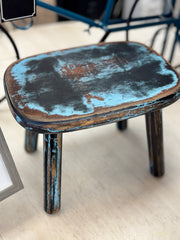 Distressed blue stool ￼