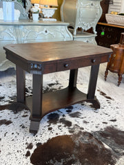 Antique library desk on casters