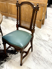 Vintage set of 6 leather & cane-back chairs
