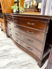 French Provincial 9-drawer mahogany dresser