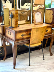 Leather map motif chair