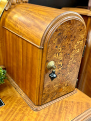 Antique inlaid wood dressing table w/mirror & matching chair