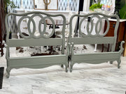 Pair of French Provincial twin beds w/rails (2)