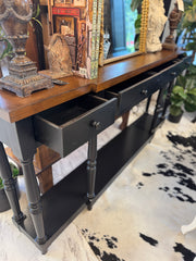 Black/natural console table