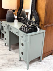Vintage Hepplewhite-style blue desk