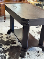 Antique library desk on casters