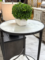Round marble top table pair (2)