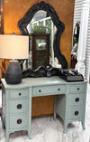 Vintage Hepplewhite-style blue desk
