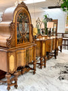 Vintage 10-pc. walnut/burl inlaid wood dining room set