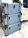 Three (3) wood & metal trunks