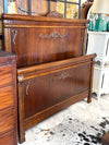 Carved wood queen/full bed w/rails