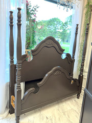 Vintage queen bed w/rails