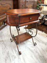 Side table w/metal scrollwork