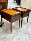 Vintage leather-top side tables on casters (2)