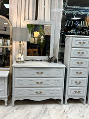 Gray French Provincial dresser w/mirror