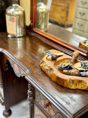 Antique carved vanity w/mirror on casters