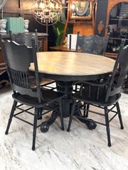Vintage 48” round pedestal table & 4 chairs