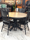 Vintage 48” round pedestal table & 4 chairs