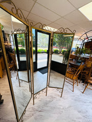 Vintage tri-fold iron mirror