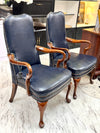 Pair of navy blue leather chairs (2)