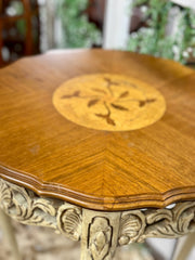 Vintage French Provincial carved sidetable w/wood top
