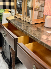 Marble-top tall foyer table ￼