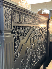 Carved queen bed w/rails