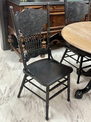 Vintage 48” round pedestal table & 4 chairs