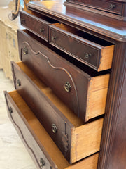 Vintage ornate chest w/glove box on casters