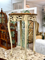 Vintage French Provincial carved sidetable w/wood top