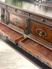 Antique Jacobean buffet/sideboard on casters