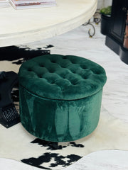 Tufted round velvet ottoman