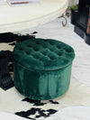 Tufted round velvet ottoman