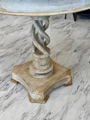 Round driftwood side table