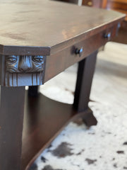 Antique library desk on casters