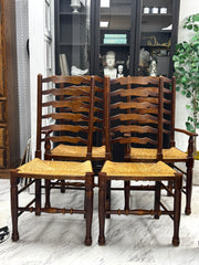 Vintage English Rush Style High Ladder-back Chair set of (4)