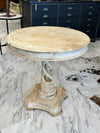 Round driftwood side table
