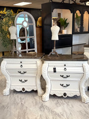 Marble top nightstand pair (2)