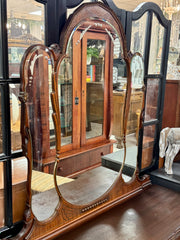Antique vanity on casters w/mirror & stool￼