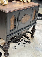 Vintage Jacobean server on casters