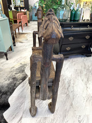 Authentic hand-carved medicine man tribal bench from West Africa