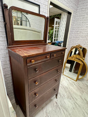 Antique tall chest on casters