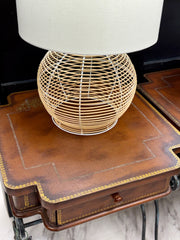 Leather top & iron table pair (2)