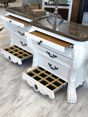 Marble top nightstand pair (2)