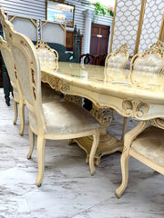 Made in Italy French Provincial double pedestal dining table & 6 chairs